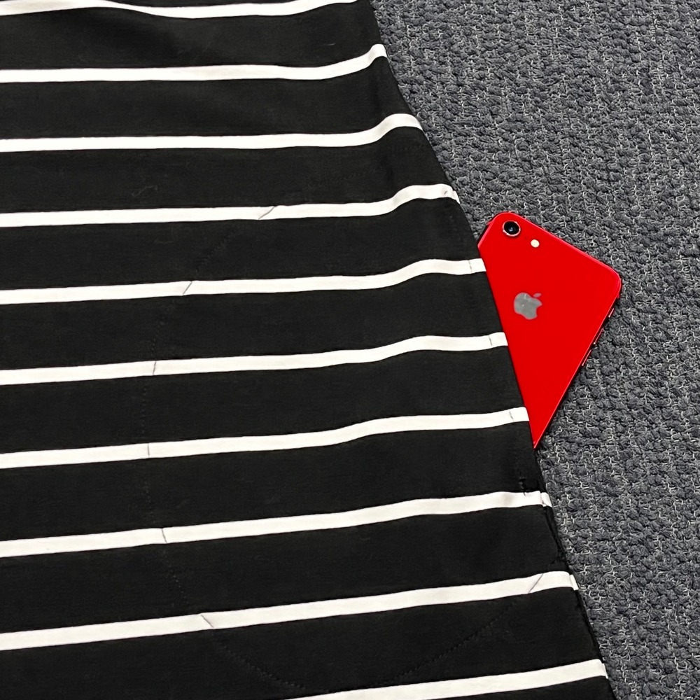 J. Jill Wearever Black White Striped V-Neck Sleeveless Pocket Shift Dress M - Picture 5 of 7